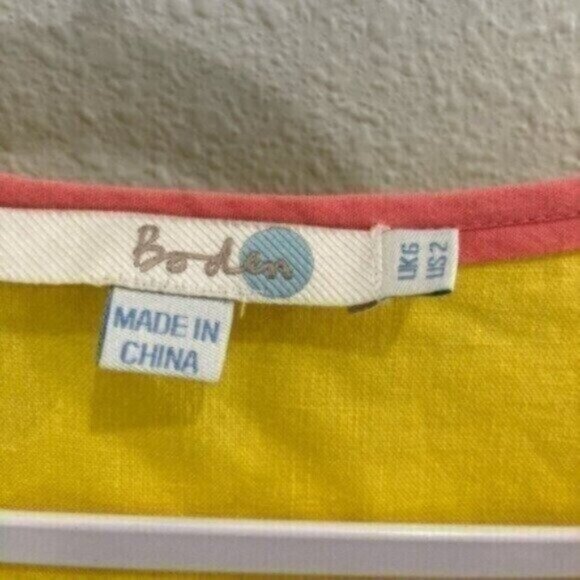 Boden Linen Embroidered Sleeveless Top Bright Mod Kitschy Colorful - Picture 4 of 6